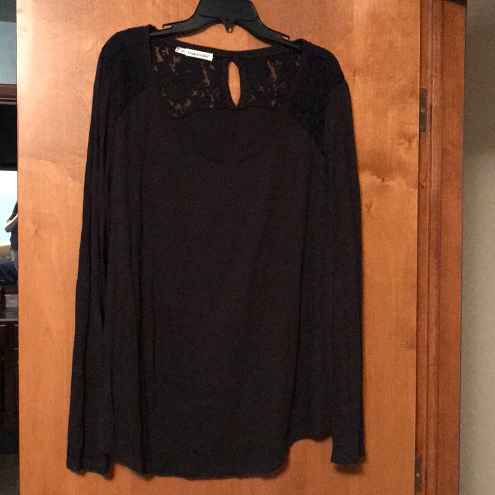 Lace trim black shirt